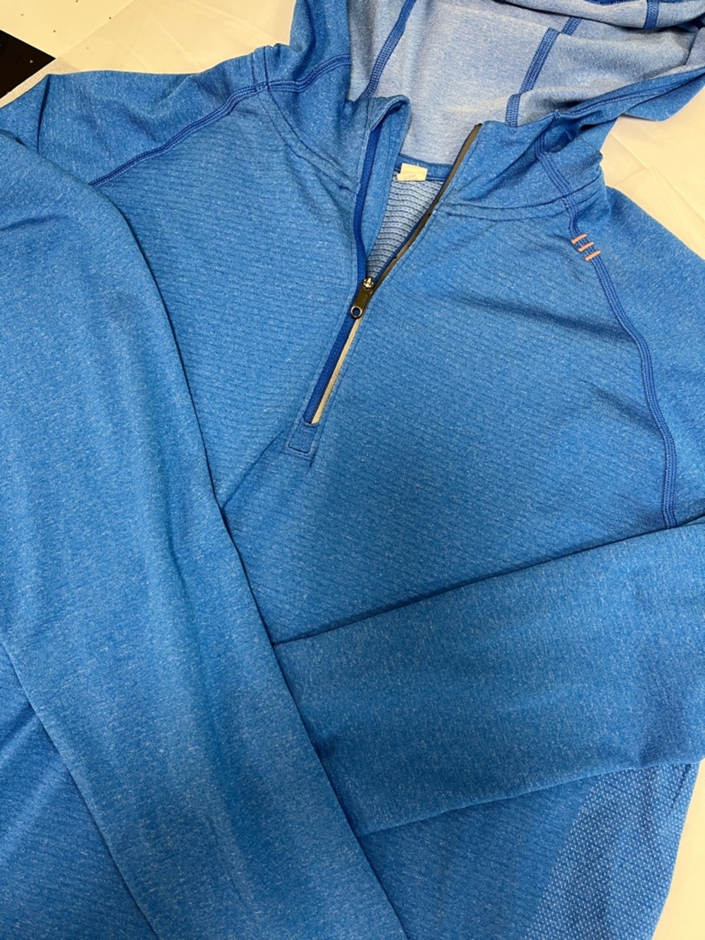 lululemon athletica Heathered Blue 1/4 Zip Hoodie men’s L performance pullover